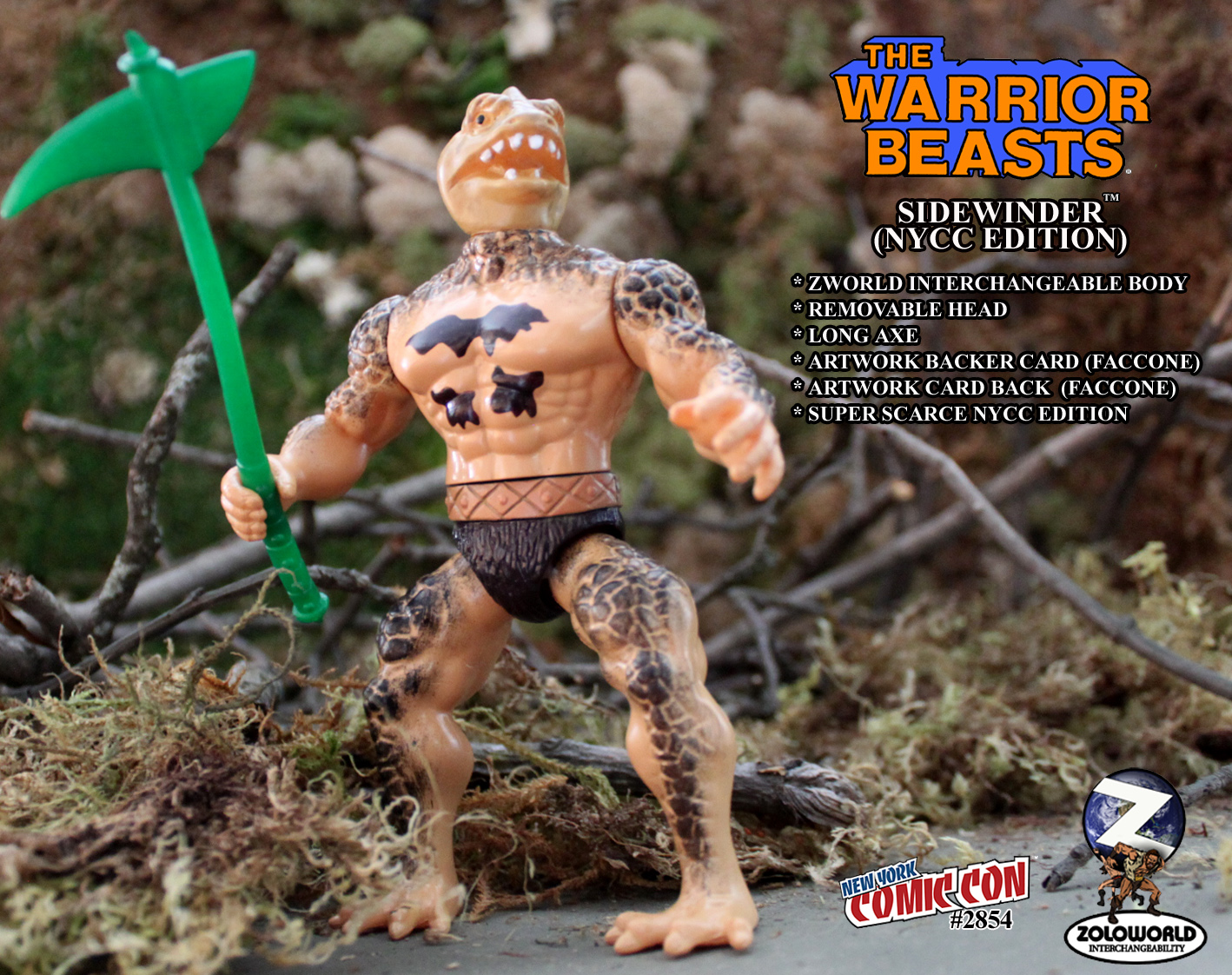 NYCC EXCLUSIVE WARRIOR BEASTS WAVE 2 Sidewinder Action Figure - Click Image to Close